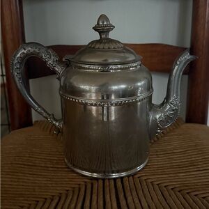 Vintage Silver Teapot with Ornate Handle